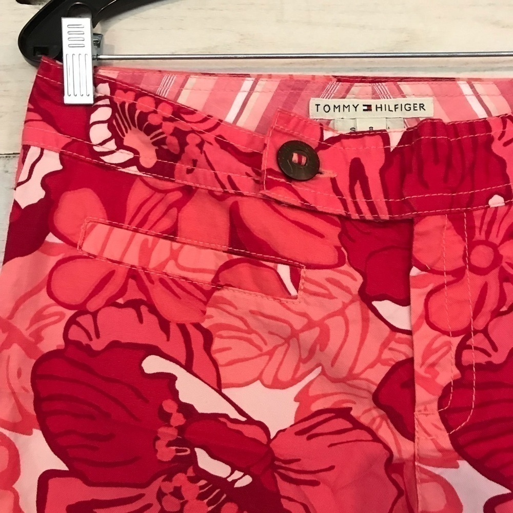 Tommy Hilfiger Pink Floral Crop Capri Pants 8 - Picture 2 of 6